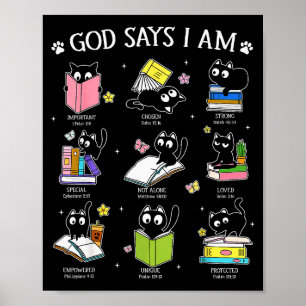 Gott sagt, ich bin Katzenbuchliebhaber Christlich  Poster