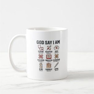 Gott sagt, ich bin Krankenschwester Glaube Vintage Kaffeetasse