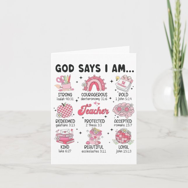 Gott sagt, ich bin Lehrerin Valentine Christliche  Karte (Vorderseite)