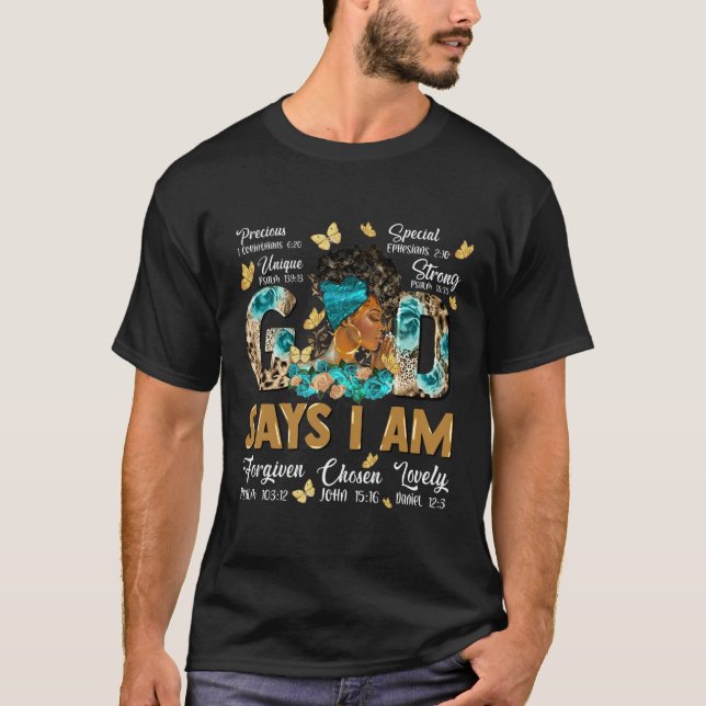 Gott sagt, ich bin Melanin Queen Black History Afr T-Shirt (Vorderseite)