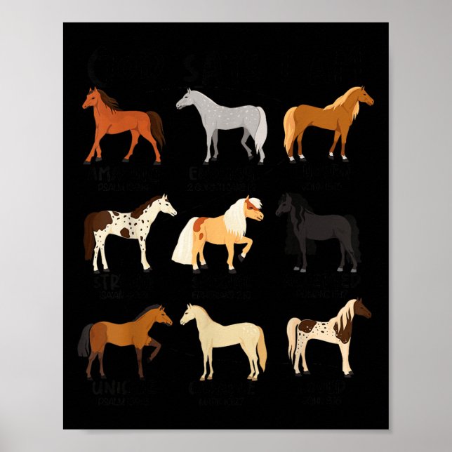 Gott sagt, ich bin Pferde Christlich Frauen Mädche Poster (Vorne)