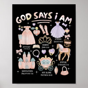 Gott sagt, ich bin Prinzessin Bibelvers Christlich Poster