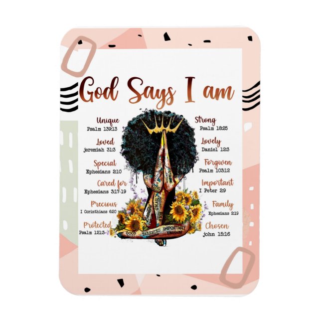 Gott sagt, ich bin schwarz Christlich Melanin Sist Magnet (Vertikal)