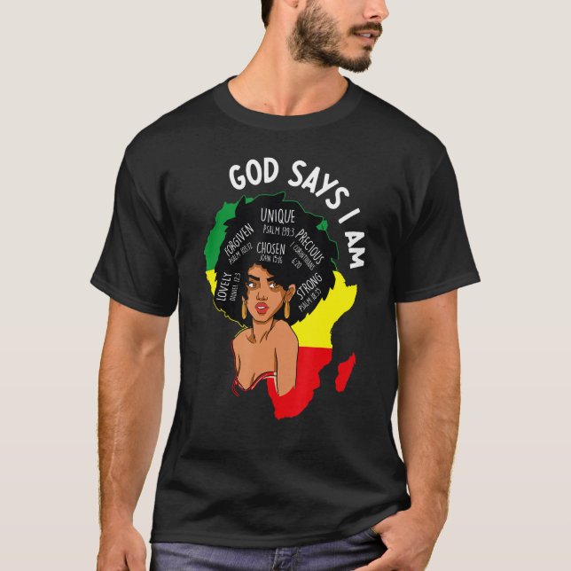 Gott sagt, ich bin schwarze Frau schwarze Geschich T-Shirt (Vorderseite)