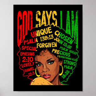 Gott sagt, ich bin schwarze Melanin Black Girl Bla Poster
