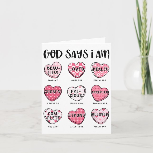 Gott sagt, ich bin Valentine Candy Christlich Reli Karte (Vorderseite)