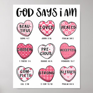 Gott sagt, ich bin Valentins-Schokolade Christlich Poster