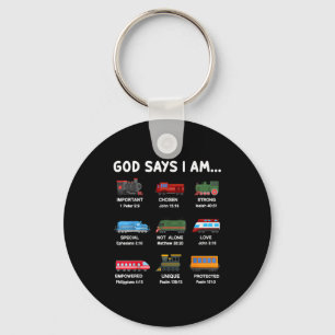 Gott sagt Ich bin Zug T-Shirt Christliches Kleinki Schlüsselanhänger