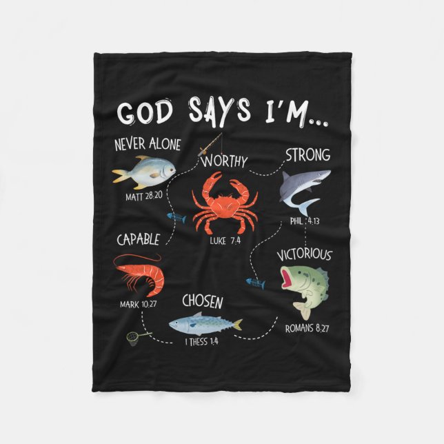 Gott sagt, ich fische Christliche Fisher Bible Ver Fleecedecke (Vorderseite)