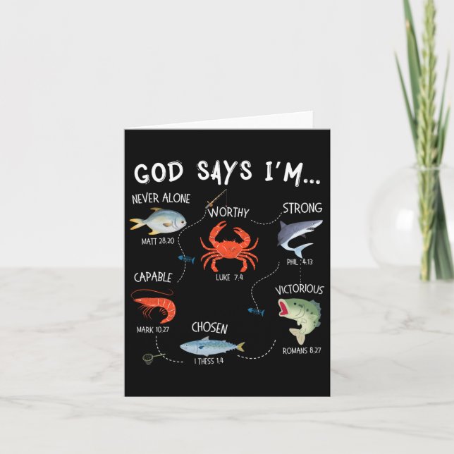 Gott sagt, ich fische Christliche Fisher Bible Ver Karte (Vorderseite)