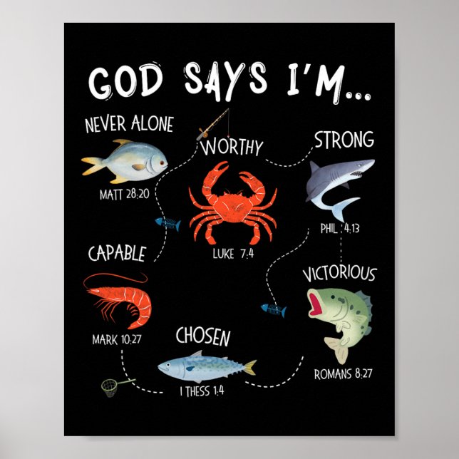 Gott sagt, ich fische Christliche Fisher Bible Ver Poster (Vorne)