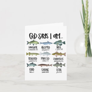 Gott sagt, ich fische Christliche religiöse Bibel  Karte