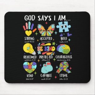 Gott sagt, ich sei ein netter Autismus Bewusstsein Mousepad