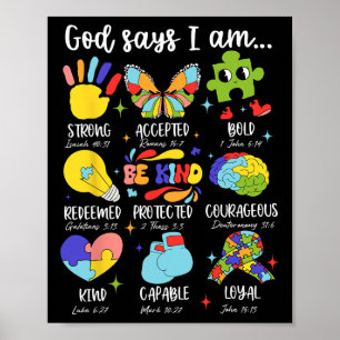 Gott sagt, ich sei ein netter Autismus Bewusstsein Poster