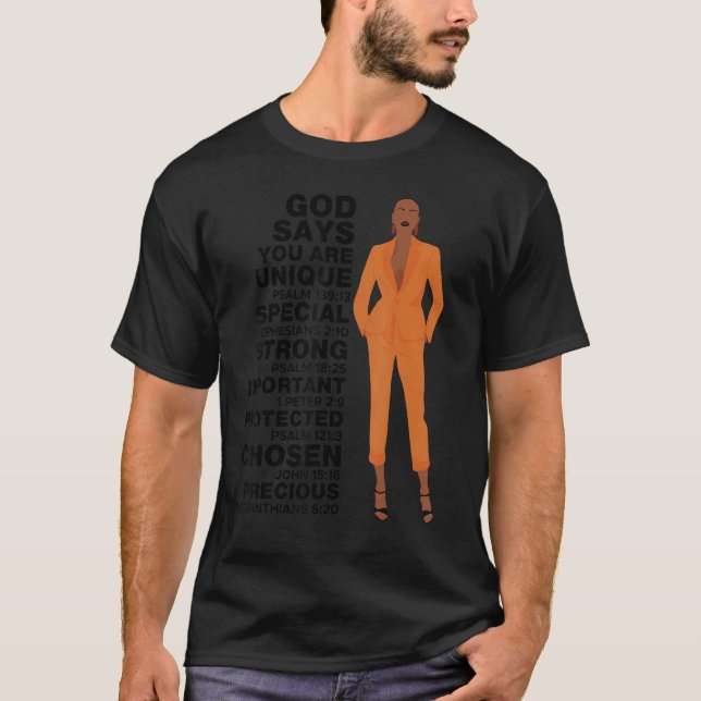 Gott sagt Melanin Girl International Women Day Gir T-Shirt (Vorderseite)