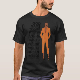 Gott sagt Melanin Mädchen Internationaler Frauenta T-Shirt