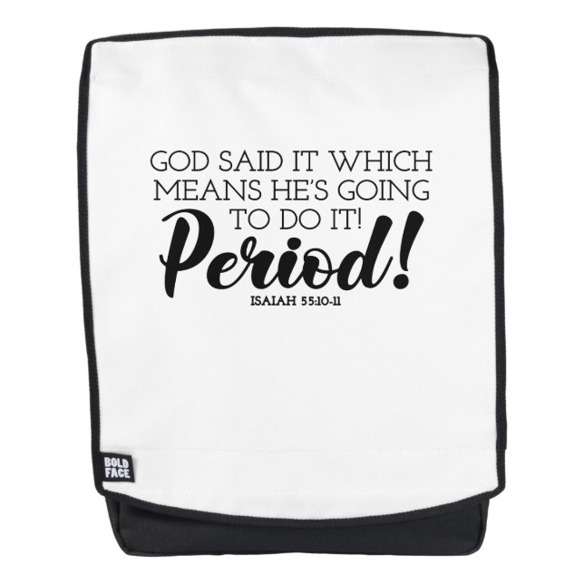 Gott sagte Bibelverse Kunst behauptet Gottes Versp Rucksack (Vorderseite)