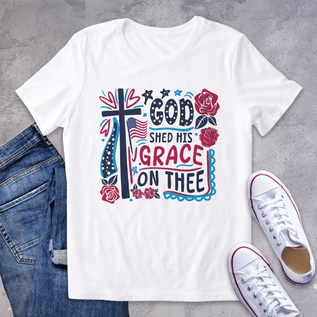 Gott schüttelte seine Gnade an dem Patriotischen Tri-Blend Shirt (Von Creator hochgeladen)