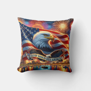 Gott schüttelte seine Grace Patriotic Throw Kissen