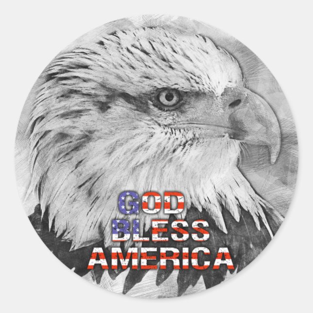 Gott segle America Adlersticker Runder Aufkleber (Vorderseite)