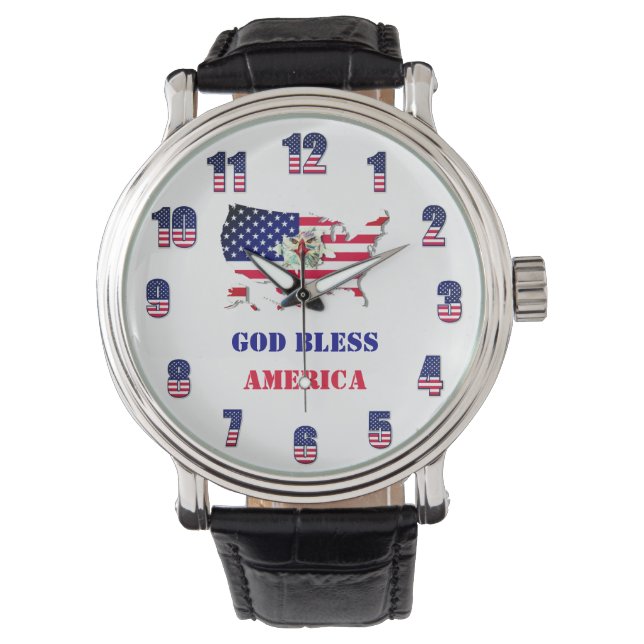 Gott segle America Patriot USA Bald Eagle Red Blue Armbanduhr (Vorderseite)