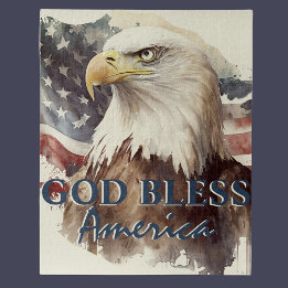 Gott segle America Patriotic Eagle Watercolor