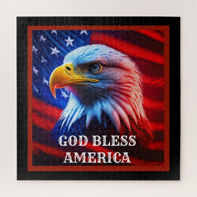 Gott segle Amerika US Flag Bald Eagle (Vertikal)