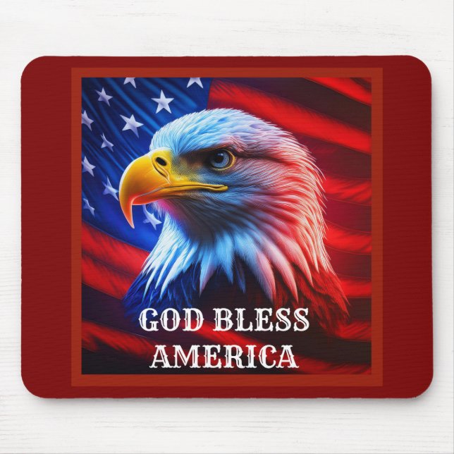 Gott segle Amerika US Flag Bald Eagle Mousepad (Vorne)