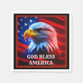 Gott segle Amerika US Flag Bald Eagle Serviette