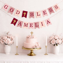 Gott segne 6 Briefe Girl Pink Taufbestätigung