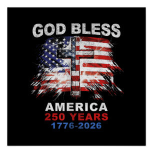 Gott segne Amerika 250 Jahre 1776-2026 Christliche Poster