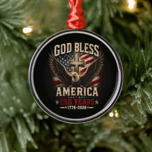 Gott segne Amerika 250 Jahre 1776-2026 Ornament Aus Metall