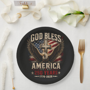Gott segne Amerika 250 Jahre 1776-2026 Pappteller