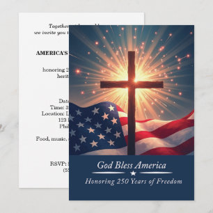 Gott segne Amerika 250. Jubiläums-Religiös Einladung