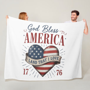 Gott segne Amerika 250. patriotische Herzflagge Fleecedecke