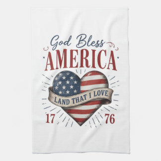 Gott segne Amerika 250. patriotische Herzflagge Geschirrtuch