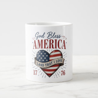 Gott segne Amerika 250. patriotische Herzflagge Jumbo-Tasse
