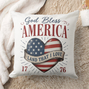 Gott segne Amerika 250. patriotische Herzflagge Kissen