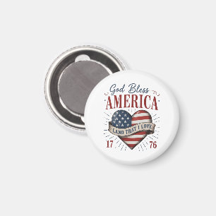 Gott segne Amerika 250. patriotische Herzflagge Magnet