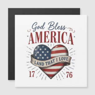 Gott segne Amerika 250. patriotische Herzflagge Magnetkarte