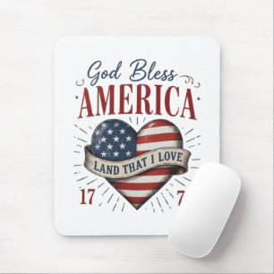 Gott segne Amerika 250. patriotische Herzflagge Mousepad