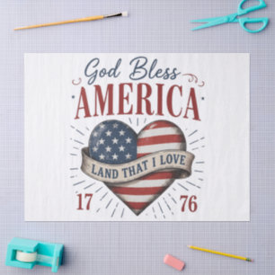 Gott segne Amerika 250. patriotische Herzflagge Seidenpapier