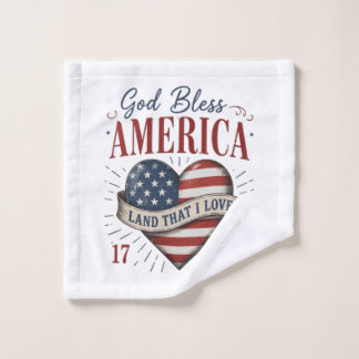 Gott segne Amerika 250. patriotische Herzflagge Waschlappen