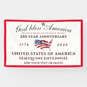 Gott segne Amerika 250 Semiquincentennial Rot Banner