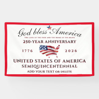 Gott segne Amerika 250 Semiquincentennial Rot Banner