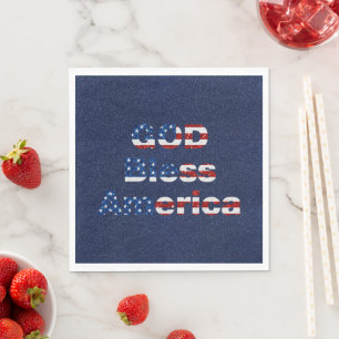 Gott segne Amerika 4. Juli Glitter Serviette