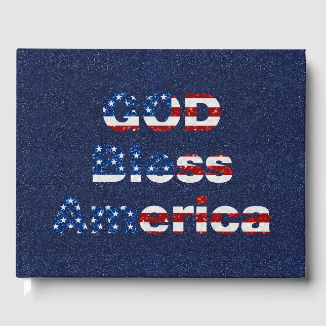 Gott segne Amerika 4. Juli Glitzer Gästebuch (Vorderseite)