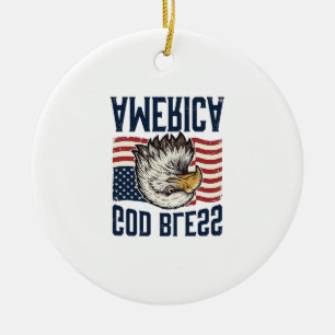 Gott segne Amerika Adler Patriotisches Vektor-Desi Keramik Ornament