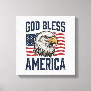 Gott segne Amerika Adler Patriotisches Vektor-Desi Leinwanddruck