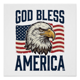 Gott segne Amerika Adler Patriotisches Vektor-Desi Poster